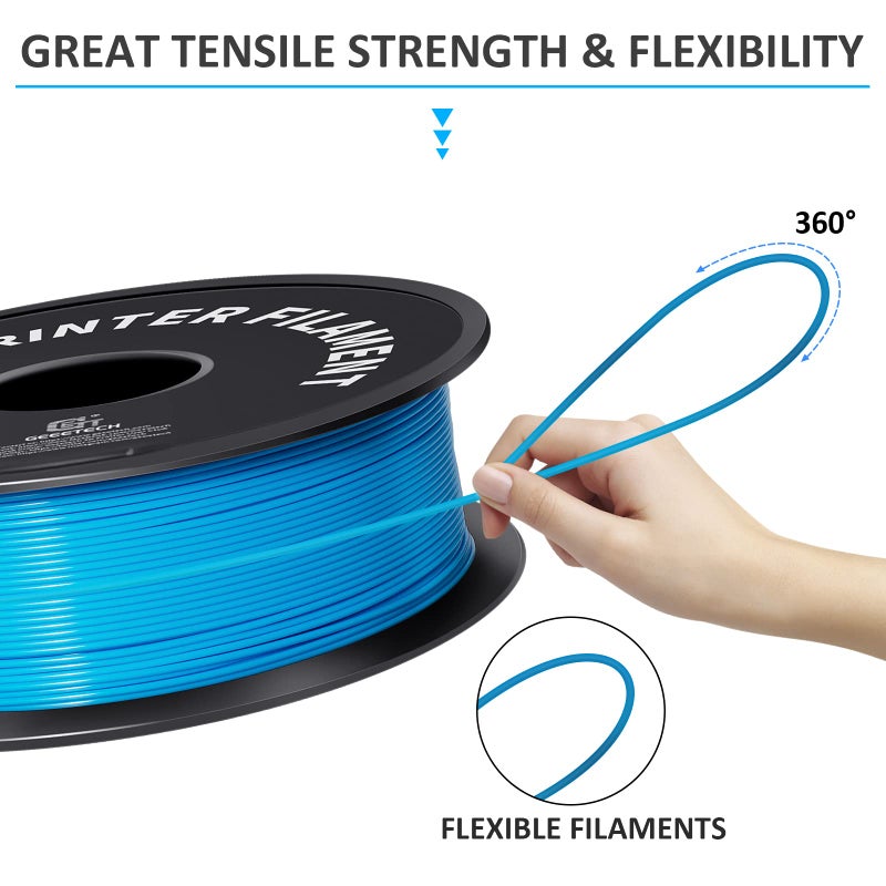 Geeetech 1.75mm PLA 3D Printer Filament, 1kg Spool (2.2lbs), Upgrade Tidy Winding Tangle-Free, Dimensional Accuracy +/- 0.02 mm, Water Blue - Image 2